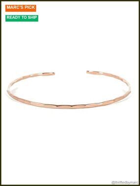 Thin Hammered Cuff 14K Rose Gold Filled Sterling Silver Stacking Bracelet